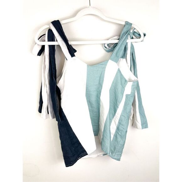 Katharine Kidd Women's Sky‎ Striped Linen Tie Top Tank Size S - Picture 9 of 11